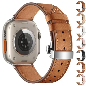 Кожаный ремешок для Apple Watch ремешок 45 мм 41 мм 44 мм 40 мм 42 мм 38 мм ultra 2 49 мм браслет correa для часов iWatch series 8 7 SE 6 9