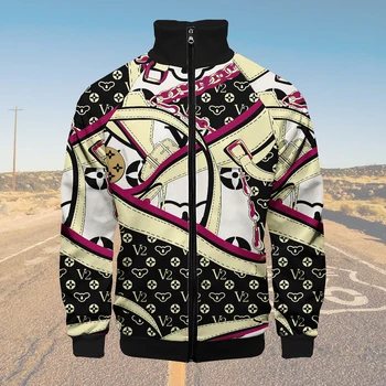 Весна и осень 2023 Мода Новые элементы бренда Мужская куртка с 3D-печатью Повседневная тенденция Уличный мотоцикл Спорт Куртка с длинным рукавом