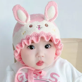 Зимняя детская шапочка кролика с кроличьими ушами Детская шапочка-бини для малышей Защита ушей для мальчиков Толстые теплые детские шапки Gorras