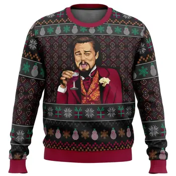 Смеющийся Лео Ди Каприо Мем Уродливый рождественский свитер Подарок Санта-Клаус Пуловер Мужчины 3D толстовка и топ Осень и зима Clothi
