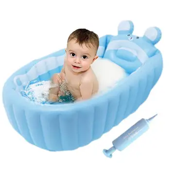 Детская ванночка с воздушным насосом Портативная ванна для купания новорожденных с воздушным насосом Нескользящая дорожная ванна Складная детская толстая