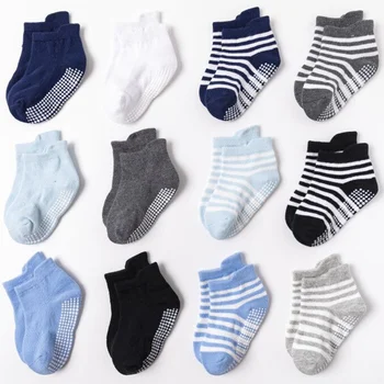 6 пар / лот хлопковые детские носки нескользящие напольные носки 10-16 см длина ноги для 0-5 лет дети дети мальчики девочки
