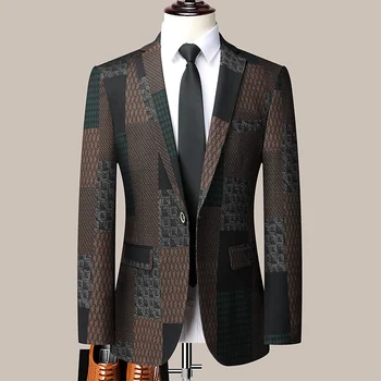 Модные блейзеры Мужская брендовая куртка Модные узкие повседневные пальто Красивые мужские деловые куртки Костюмы Проверить Мужские пиджаки Топы 0