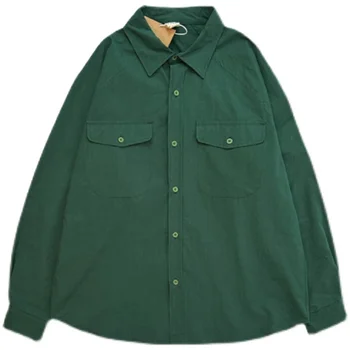 Spring New Senior Long Sleeve Button Down Рубашки для мужчин Корейская мода Свободная драпировка Однотонная Всематчевая мужская рубашка Блузка E62 4