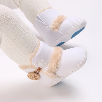 Suefunskry Новорожденный Ребенок Зимние зимние сапоги Контрастный цвет Ботильоны Теплые детские прогулочные ботинки для малышей 0-18 месяцев 0