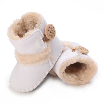 Suefunskry Новорожденный Ребенок Зимние зимние сапоги Контрастный цвет Ботильоны Теплые детские прогулочные ботинки для малышей 0-18 месяцев 4