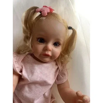 22 дюйма 55 см Симпатичная принцесса Full Body Reborn Toddler Girl Doll Ручная детализация волос с корнями