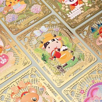 Креативный Китайский 12 Зодиак Мультфильм Животные Закладки Золотой Цвет Полый Дизайн Металлическая Закладка Студенческая Книга Аксессуары Детский Подарок