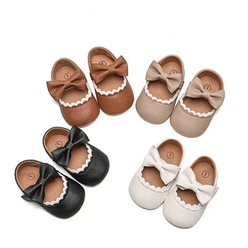 Новая горячая детская обувь для детей от 0 до 1 года, модная обувь для девочек с бантом, обувь для детской принцессы, нескользящая обувь для малышей на резиновой подошве