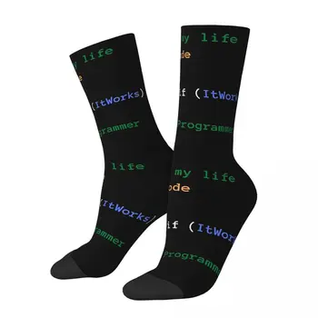 программист смешные мужские носки винтаж кодирование гик разработчик процессор хип-хоп повседневный экипаж носок подарок шаблон с принтом