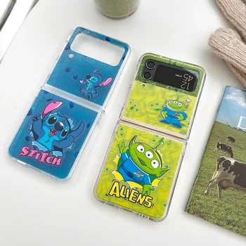 Cartoon Disney Stitch Toy Story Alien Phone Чехол для телефона Samsung Galaxy Z Flip 3 Z Flip 4 5G PC Жесткая задняя крышка с защитой от падения Funda Подарок