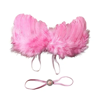 B2EB Ангельское крыло из перьев и прекрасный набор повязок на голову Мягкий удобный для детских фотографий
