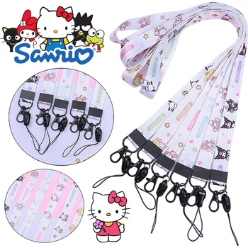Sanrio Hello Kitty Телефон Ремешок Мелодия Cinnamoroll Мультяшный шейный ремень Ремешки Держатель значка Брелок Повесить веревку Детские подарки 0