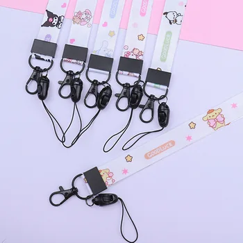 Sanrio Hello Kitty Телефон Ремешок Мелодия Cinnamoroll Мультяшный шейный ремень Ремешки Держатель значка Брелок Повесить веревку Детские подарки 4