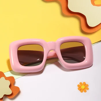 2023 Детские милые солнцезащитные очки в квадратной оправе Дети Дети Белый Розовый Желтый Мода Мальчики Девочки UV400 Защитные очки