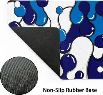 темно-синий белый коврик для мыши Cool Геометрический настольный коврик Нескользящая резиновая основа со строчным краем Большой коврик для мыши для ноутбука 35,4×15,7 дюйма 2