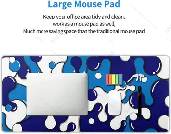 темно-синий белый коврик для мыши Cool Геометрический настольный коврик Нескользящая резиновая основа со строчным краем Большой коврик для мыши для ноутбука 35,4×15,7 дюйма 4