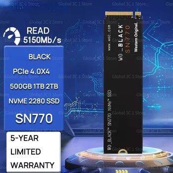 PS5 SSD Western Original SN770 Black 2 ТБ 1 ТБ 5150 МБ / с 500 ГБ NVMe M.2 SSD PCIe 4.0 2280 SSD для игрового ноутбука Мини-ПК Ноутбук