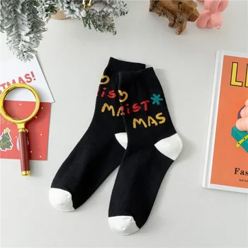Трансграничные новые осенне-зимние рождественские носки из чистого хлопка Мультяшные женские мультяшные рождественские носки с милым рисунком в хлопчатобумажных носках