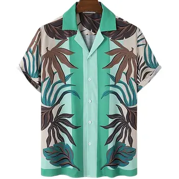 Мужская мода Летняя гавайская рубашка Тропический лес Рубашка с 3D-принтом унисекс Повседневная рубашка с коротким рукавом Унисекс Harajuku Street Рубашка с коротким рукавом Топ
