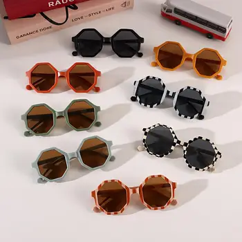 Уличные детские очки Защита глаз UV400 Полосатый многоугольник Детские очки для девочек Солнцезащитные очки Солнцезащитные очки
