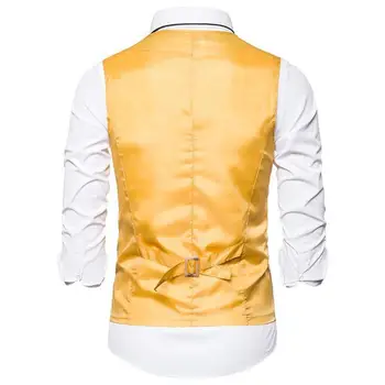 Однобортный жилет Пиджак Принт Однобортный костюмный жилет с V-образным вырезом и галстуком-бабочкой Облегающий двубортный жилет для мужчин