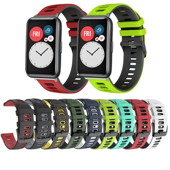 Мягкий силиконовый ремешок для Huawei Watch Fit2 FIT 2 Цвет Соответствующий двухцветный дышащий ремешок для спортивных часов