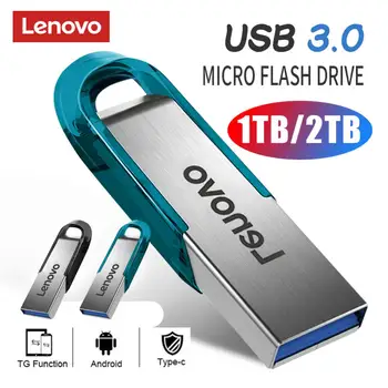 Оригинальный металлический флэш-накопитель Lenovo емкостью 2 ТБ USB 3.0 Высокоскоростной USB-накопитель 1 ТБ Портативный накопитель памяти Аксессуар TYPE-C Адаптер