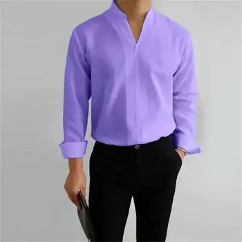 Мужская повседневная рубашка простого дизайна мужская топ фиолетовая