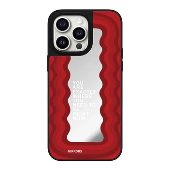 Зеркальная поверхность Wave Черно-красный чехол для телефона для IPhone 11 12 13 14 15 Pro Max Чехол для IPhone 15 Pro Max