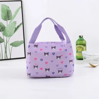 Kawaii Sanrio Складная изолированная детская сумка для ланча, Kuromi Cinnamoroll Водонепроницаемая легкая портативная сумка большой емкости