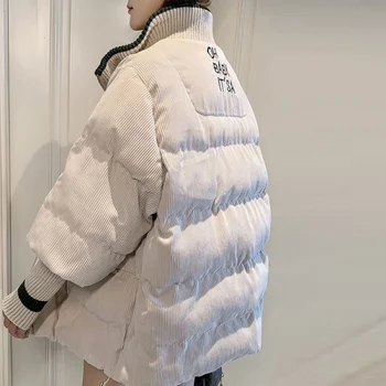Вельветовая куртка из хлопка Женская короткая 2023 Новый корейский стиль Свободная толстая маленькая хлопковая куртка Студенческая хлопковая подкладка W 0