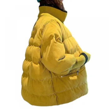 Вельветовая куртка из хлопка Женская короткая 2023 Новый корейский стиль Свободная толстая маленькая хлопковая куртка Студенческая хлопковая подкладка W 4