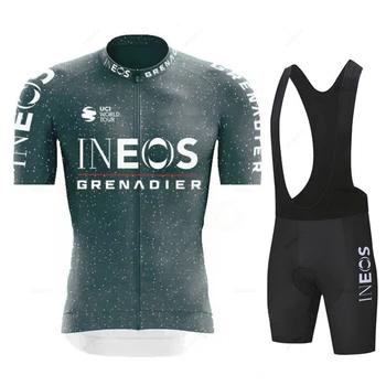 INEOS Team Summer Bicicletas Set Дышащая одежда для велоспорта MTB Униформа Мужчина с коротким рукавом Джерси Велосипед Maillot Ropa De Ciclismo 1