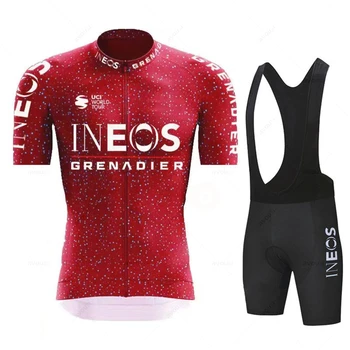 INEOS Team Summer Bicicletas Set Дышащая одежда для велоспорта MTB Униформа Мужчина с коротким рукавом Джерси Велосипед Maillot Ropa De Ciclismo 5