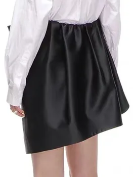 LUXE&ENVY Новая женская мода нишевая юбка с бантом нерегулярной юбки с высокой талией и короткой юбкой для женщин 2023 осень 2