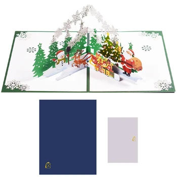  1 шт. Рождественская открытка Креативная 3D трехмерная ручная праздничная открытка Рождественский лес Новый год Рождественский подарок