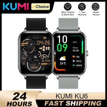  Мировая премьера KUMI KU6 Смарт-часы 1,91-дюймовые смарт-часы NFC Bluetooth Call 110+ Спортивный трекер сердечного ритма IP68 Водонепроницаемый