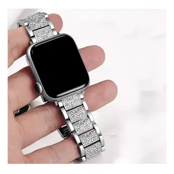 Бриллиантовый ремешок для Apple Watch Ремешок 40 мм 45 мм 44 мм 41 мм 42 мм 38 мм Металлический ремень для iWatch Series 8 7 SE 6 5 4 Женский браслет 1