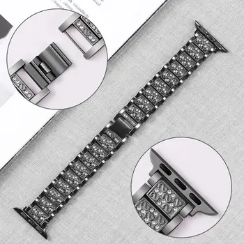 Бриллиантовый ремешок для Apple Watch Ремешок 40 мм 45 мм 44 мм 41 мм 42 мм 38 мм Металлический ремень для iWatch Series 8 7 SE 6 5 4 Женский браслет 3