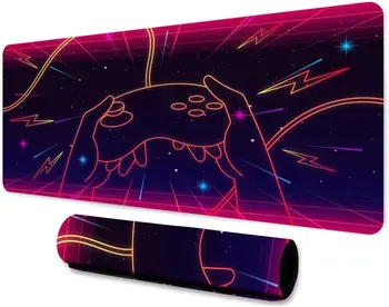 Мультяшный звездное небо Символ молнии Игровой контроллер Графический коврик для мыши с прошитым краем для работы Игра Офис Дом 31,5x11,8 дюйма