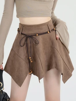 Дизайнерские нестандартные мини-юбки Женщины 2024 Новое лето Пояс с высокой талией Короткая юбка Женская свободная повседневная Корейская мода Saias Mujer