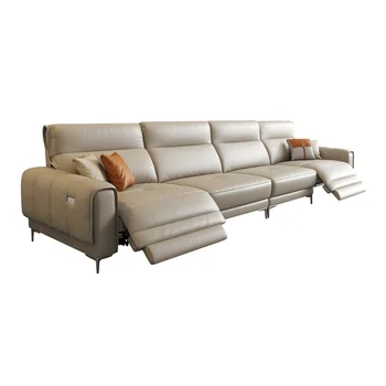  Современная роскошная кожаная мебель для гостиной Power Электрический секционный диван с откидной спинкой