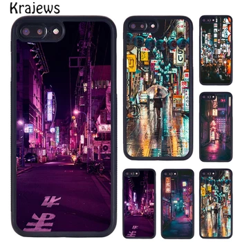 Krajews Tokyo Neon Street at Night TPU Чехол для телефона iPhone SE2020 15 14 6S 7 8 Plus 11 12 mini 13 Pro XR XS Max крышка