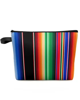 красочный мексиканский полосатый мешок для макияжа сумка для путешествий предметы первой необходимости леди женщины косметички туалет органайзер детский пенал для хранения