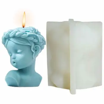 3d силиконовая свеча форма для волос, заплетенные в косу с лилией Смола Смола Смола Надутая девушка Плесень Эпоксидная смола Литейные формы Ароматерапия