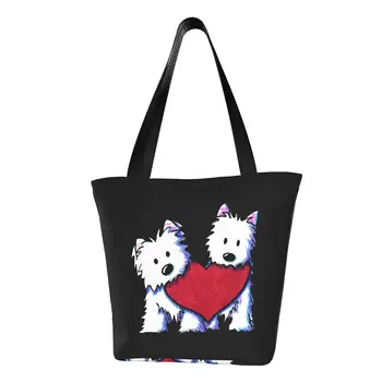Душевные сумки Westie Terrier Портативная сумка для покупок большой емкости