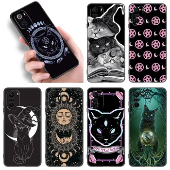 Чехол для телефона Moon Tarot Witch Cat для Xiaomi POCO F2 F3 M2 M3 M4 X3 X4 Pro NFC F4 GT 5G F1 X2 C3 C31 C40 M5S Мягкий TPU Черная обложка