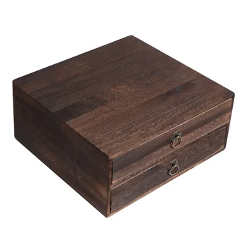  Винтажная деревянная настольная органайзерная коробка многослойный ящик типа для хранения ювелирных изделий пылезащитный ящик для документов с ручкой