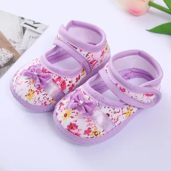 0-1 летняя детская обувь на мягкой подошве, подходит для весны и осени. Туфли в стиле принцессы для милых мальчиков и девочек, дышащие. С 5